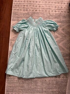 Petit Ami Girls' Smocked Dress in Mint